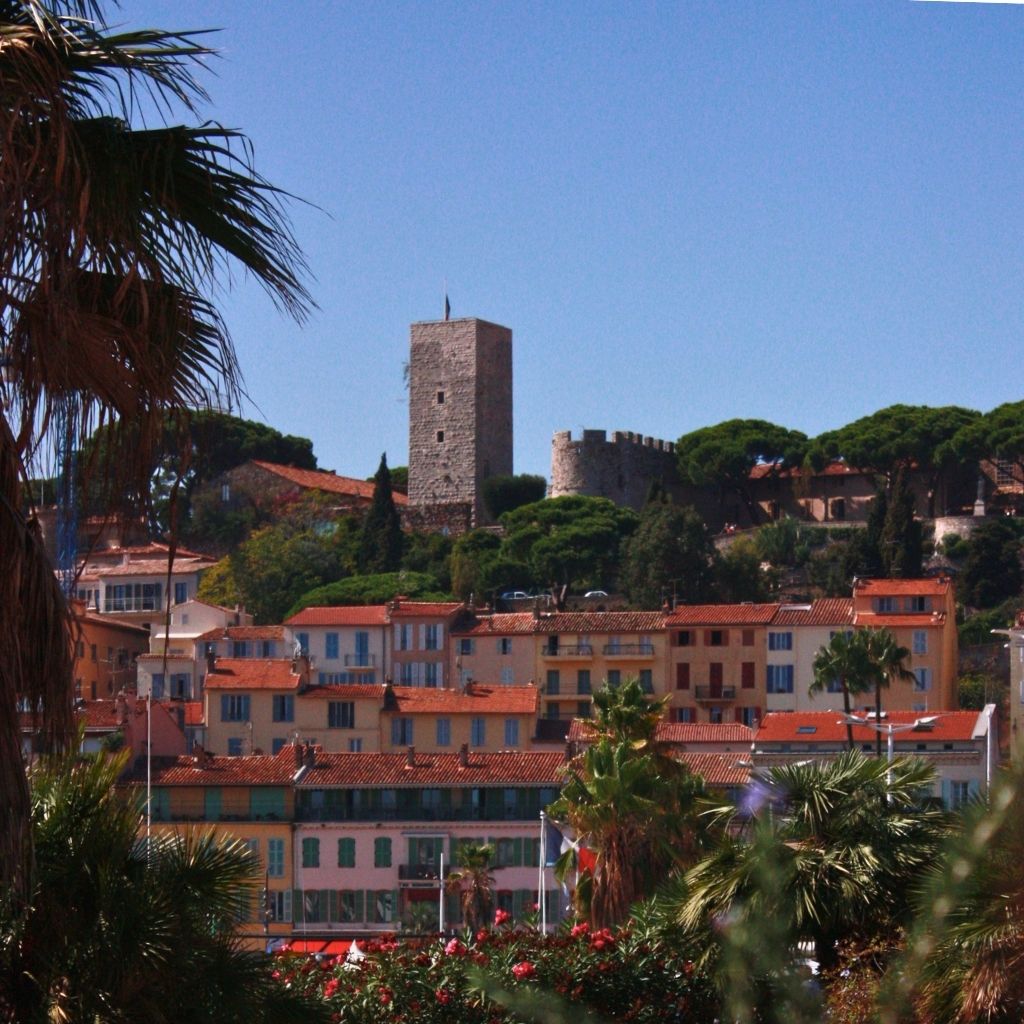 Vue sur le Suquet, le vieux Cannes, emblême du marché cannois